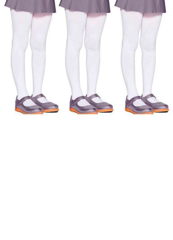 Lupo - Kit com 3 Meias Calças Infantil Fio 80 Opaca Lobinha 2526-001 Branco
