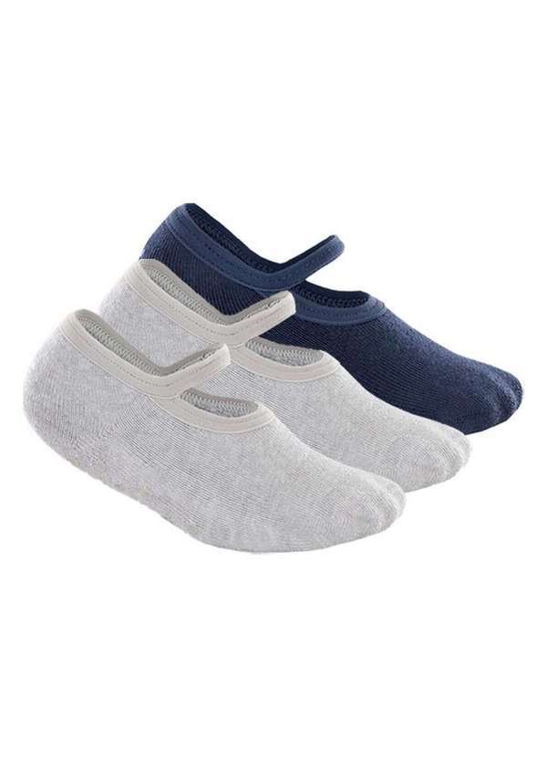 Lupo - Kit 3 pares de Sapatilhas Bebê Antiderrapante Lupo 2027-004 Cinza-Azul