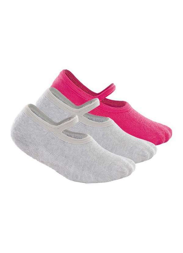 Lupo - Kit 3 pares de Sapatilhas Bebê Antiderrapante Lupo 2027-004 Cinza-Rosa