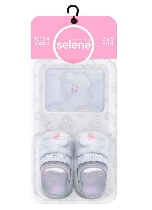 Selene - Kit Bebê Meia e Faixa Selene 1095-001 999-Branco