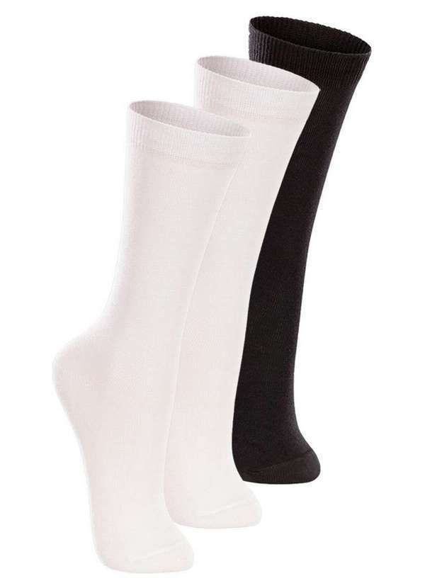 Lupo - Kit 3 pares de Meias 3/4 Infantil Lupo 2670-047 Branco-Preto