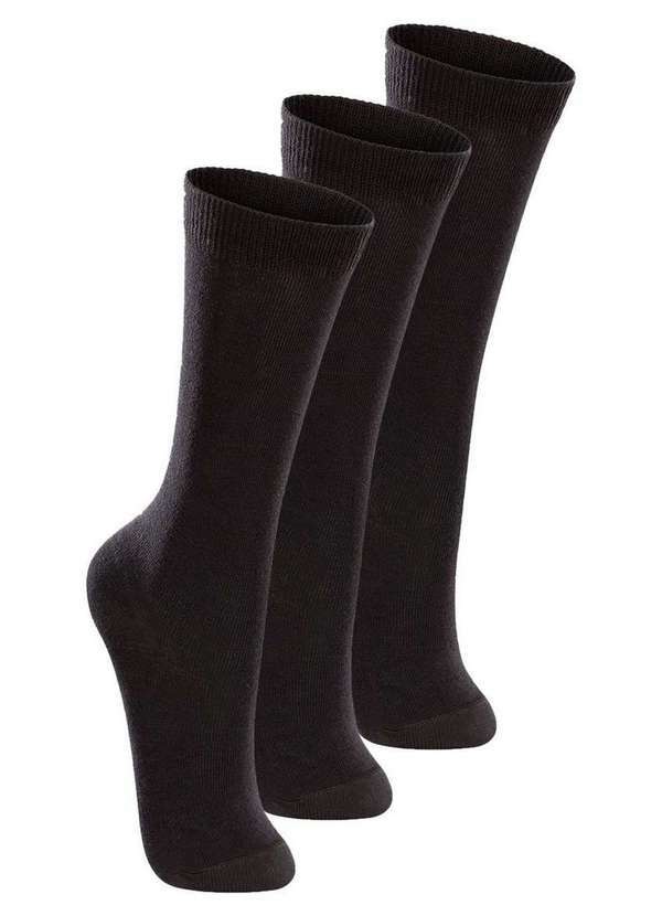 Lupo - Kit 3 pares de Meias 3/4 Infantil Lupo 2670-047 Preto