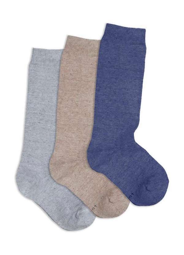 Lupo - Kit com 3 Meias 3/4 Lupo Infantil 2670-009 Cinza-Bege-Jeans
