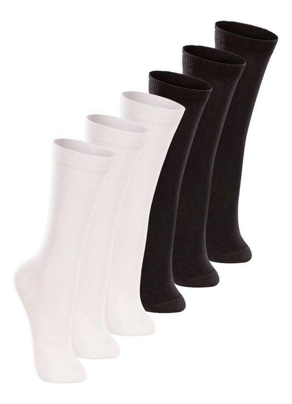 Lupo - Kit 6 pares de Meias 3/4 Infantil Lupo 2670-047 Branco-Preto