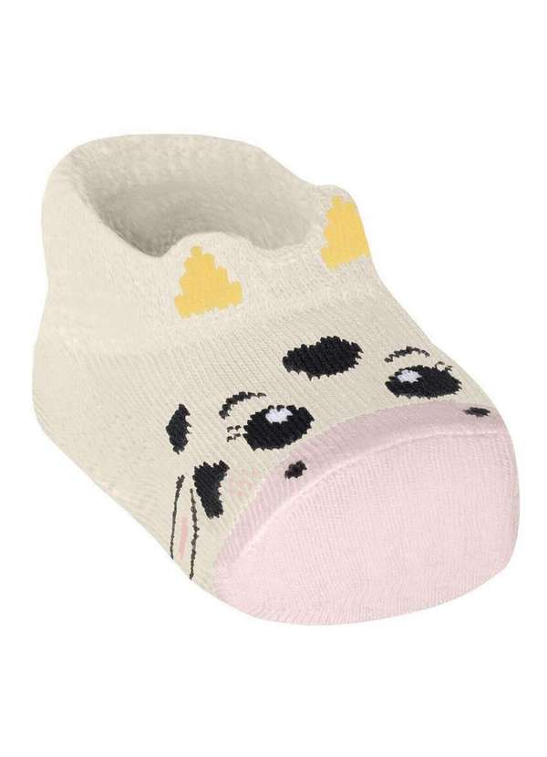 Sapatilha Bebê Selene 1950-001 824-Marfim-Rosa-Chá Meias Sao Jorge