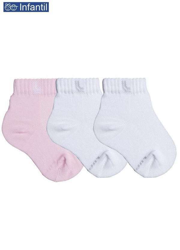 Lupo - Kit/3 Meia Lupo 2025-089 0902-Rosa/Branca/Branca