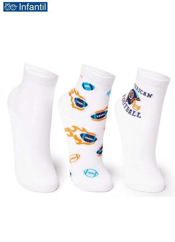 Puket - Kit/3 Meia Puket 82845 2759/100-Branco/Branco/Branco