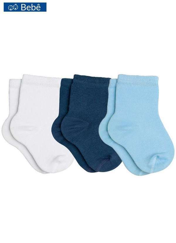 Lupo - Kit 3 Meias Lupo 2000-989 0939-Branca/Marinho/Azul