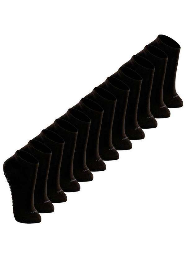 Lupo - Kit 12 pares de Meias Infantil Antiderrapante Lupo 2911-003 Preto