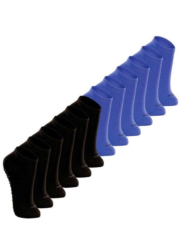 Lupo - Kit 12 pares de Meias Infantil Antiderrapante Lupo 2911-003 Preto-Azul