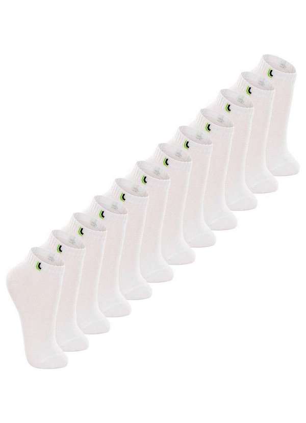 Lupo - Kit 12 pares de Meias Infantil Cano Curto Lupo 2725-089 Branco