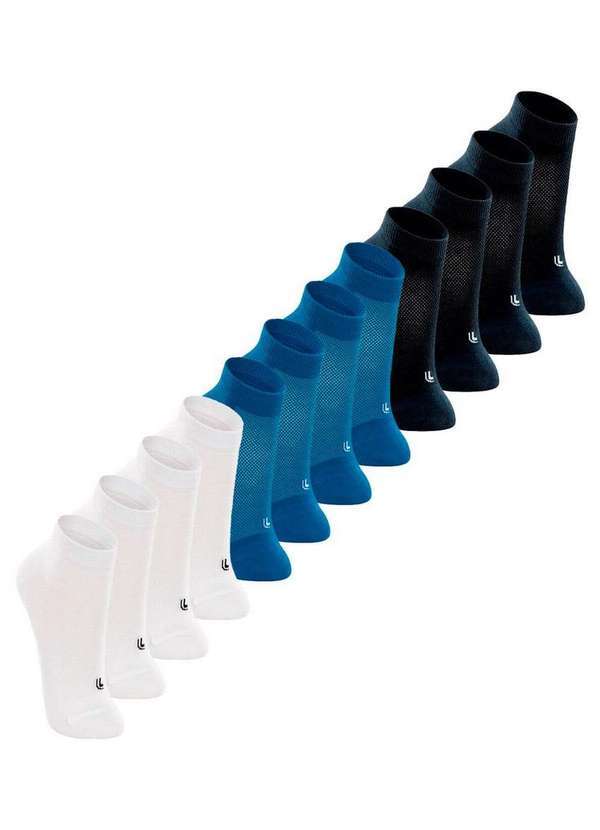 Lupo - Kit 12 pares de Meias Infantil Cano Curto Lupo 2725-089 Branco-Azul-Preto