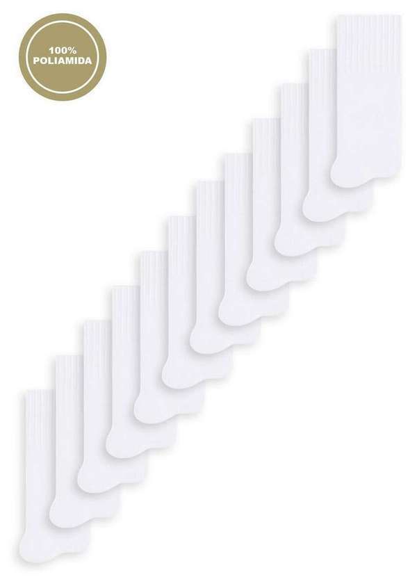 Selene - Kit 12 pares de Meias Infantil Cano Longo Selene 5010-002 Branco