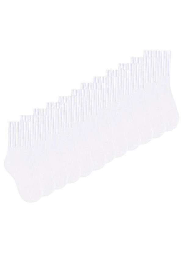 Selene - Kit 12 pares de Meias Infantil Cano Médio Selene 2370-001 Branco