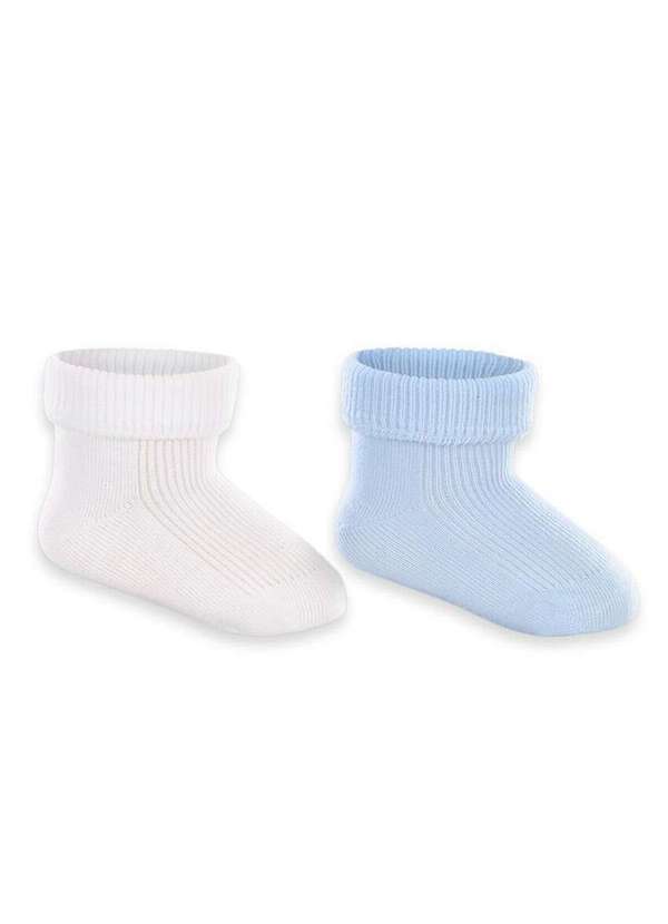 Lupo - Kit 2 pares de Meias Bebê Cano Médio Lupo 2002-088 0901-Branco-Azul 2