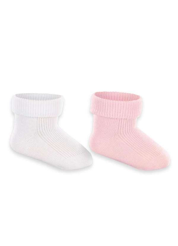 Lupo - Kit 2 pares de Meias Bebê Cano Médio Lupo 2002-088 0902-Branco-Rosa 2