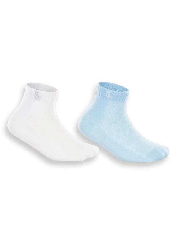Lupo - Kit 2 pares de Meias Bebê Cano Médio Lupo 2025-088 0901-Branco-Azul
