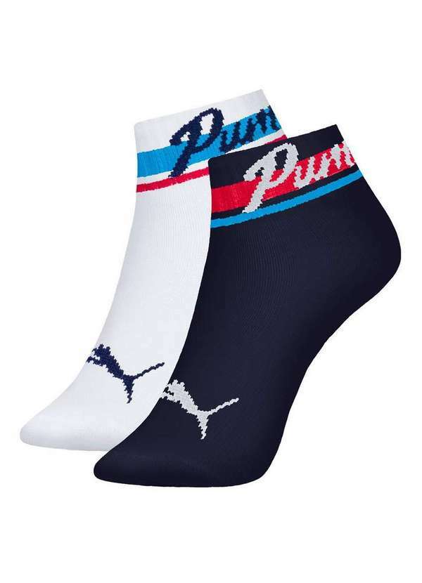 Puma - Kit 2 pares de Meias Infantil Cano Curto Puma 2790-001 991-Branco-Marinho