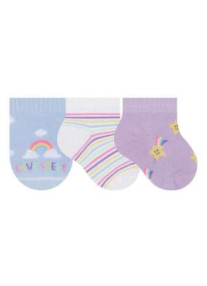 Kit 3 pares de Meias Bebê Cano Curto Selene 1150-001 - SELENE