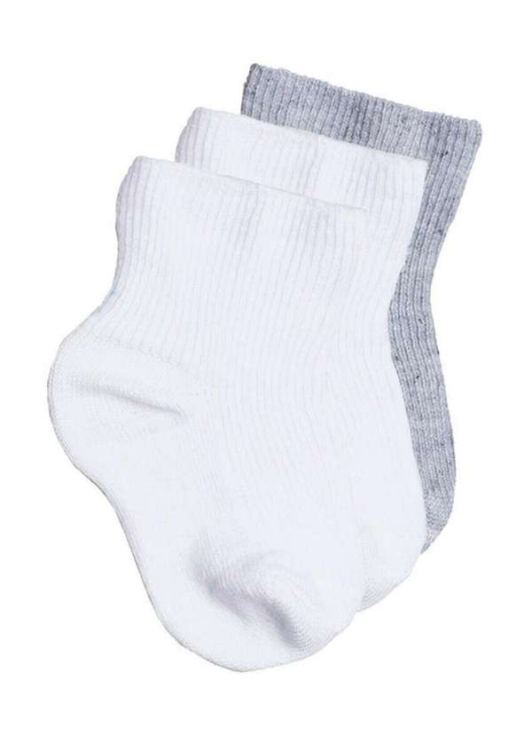 Lupo - Kit 3 pares de Meias Bebê Cano Médio Lupo 2002-002 Branco-Cinza