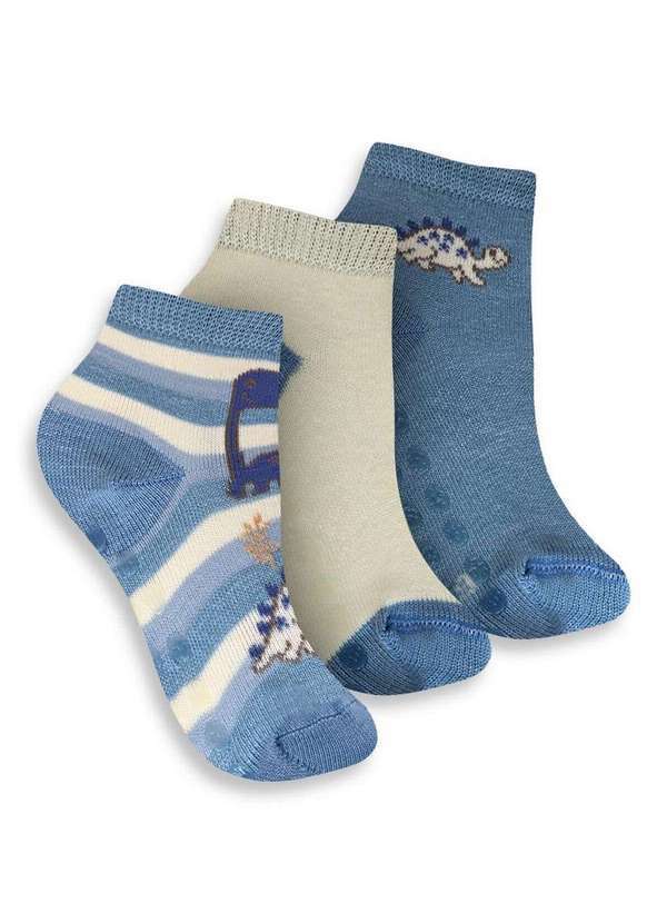 Trifil - Kit 3 pares de Meias Bebê Cano Médio Trifil 1003 0911-Azul-Natural