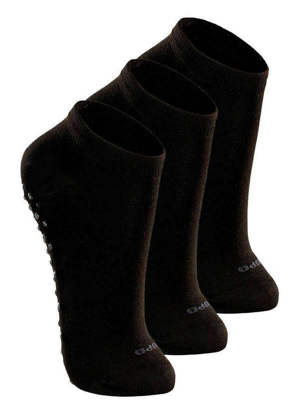 Lupo - Kit 3 pares de Meias Infantil Antiderrapante Lupo 2911-003 Preto