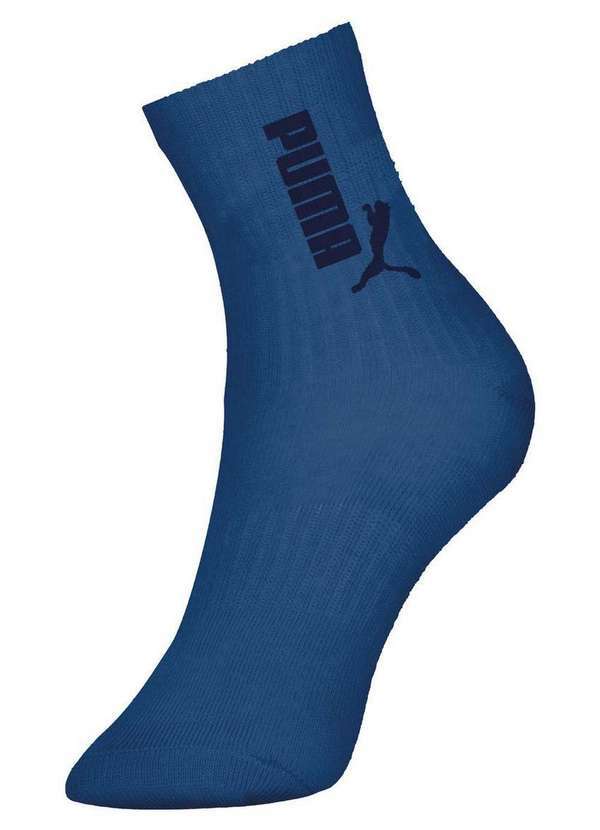 Puma - Kit 3 pares de Meias Infantil Cano Longo Puma 2720-001 978-Branco-Azul-Escuro-Marinho 3