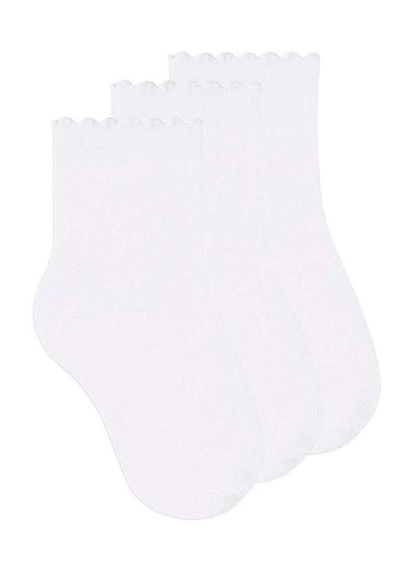 Selene - Kit 3 pares de Meias Infantil Cano Médio Selene 2040-405 Branco