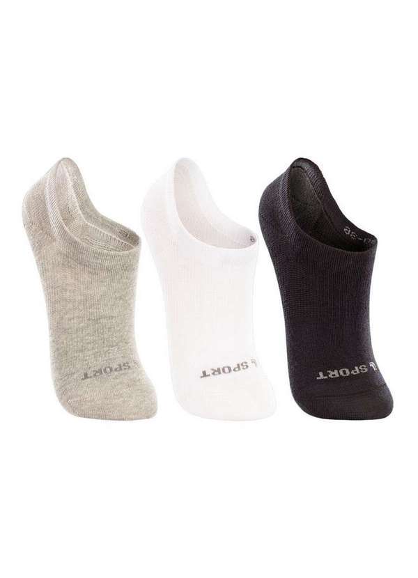 Lupo - Kit 3 pares de Meias Infantil Invisível Lupo 2170-089 902-Cinza-Branco-Preto