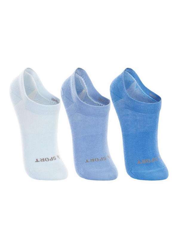 Lupo - Kit 3 pares de Meias Infantil Invisível Lupo 2170-089 903-Azul