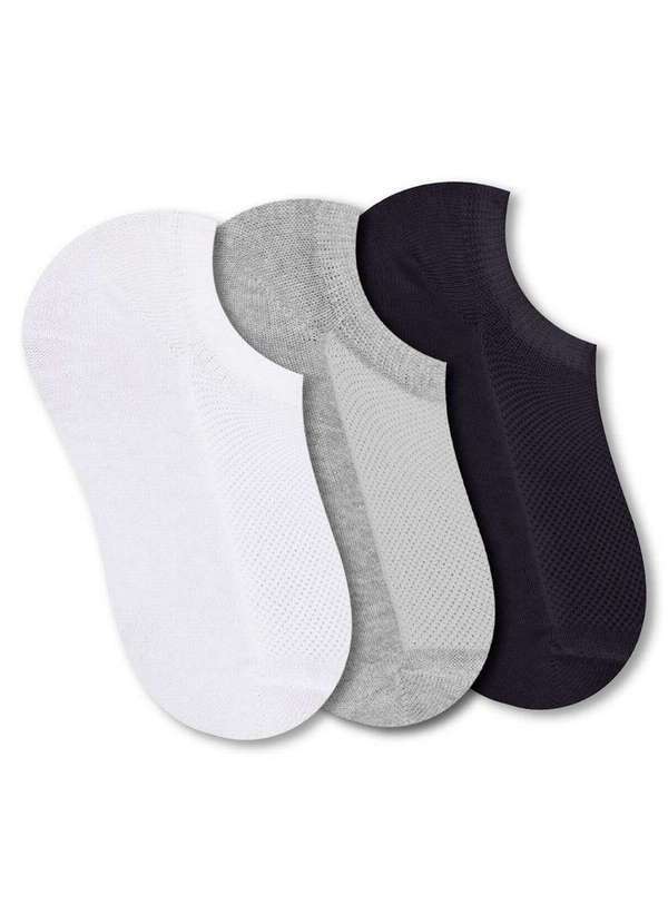 Selene - Kit 3 pares de Meias Infantil Invisível Selene 2930-001 999-Branco-Cinza-Mescla-Preto