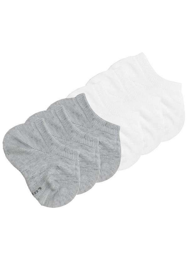 Lupo - Kit 6 pares de Meias Bebê Invisível Lupo 2127-004 Cinza-Branco