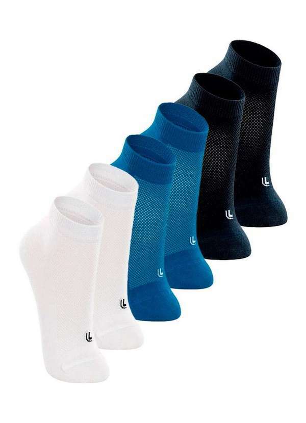 Lupo - Kit 6 pares de Meias Infantil Cano Curto Lupo 2725-089 Branco-Azul-Preto