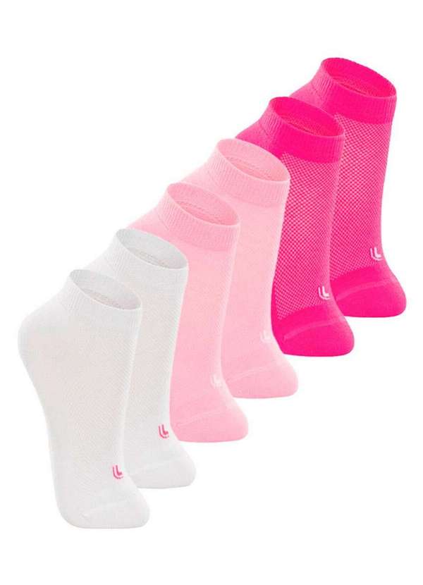 Lupo - Kit 6 pares de Meias Infantil Cano Curto Lupo 2725-089 Branco-Rosa-Pink