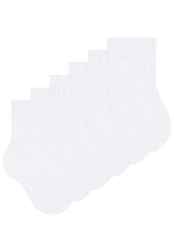 Selene - Kit 6 pares de Meias Infantil Cano Médio Selene 1355-001 Branco
