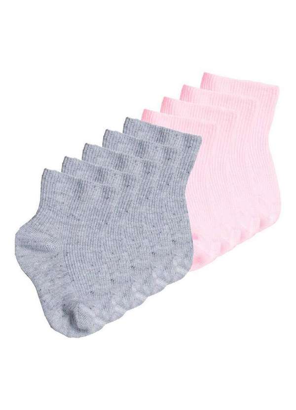 Lupo - Kit 9 pares de Meias Bebê Cano Médio Lupo 2002-002 Cinza-Rosa