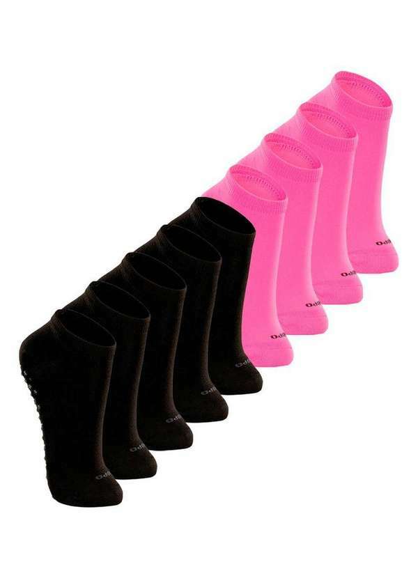 Lupo - Kit 9 pares de Meias Infantil Antiderrapante Lupo 2911-003 Preto-Rosa