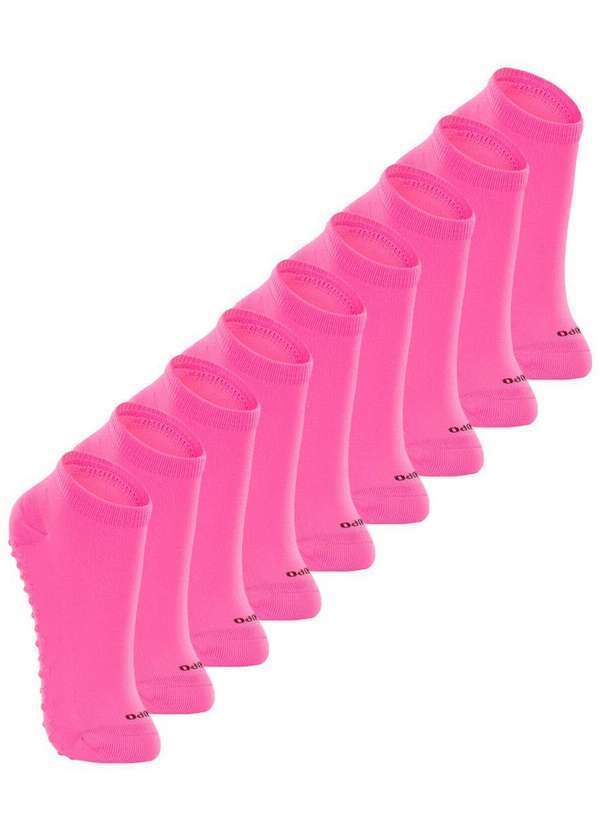 Lupo - Kit 9 pares de Meias Infantil Antiderrapante Lupo 2911-003 Rosa