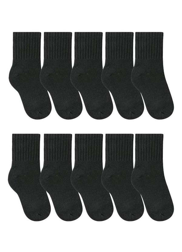 Selene - Kit 10 pares de Meias Infantil Cano Longo Selene 2040-370 Preto