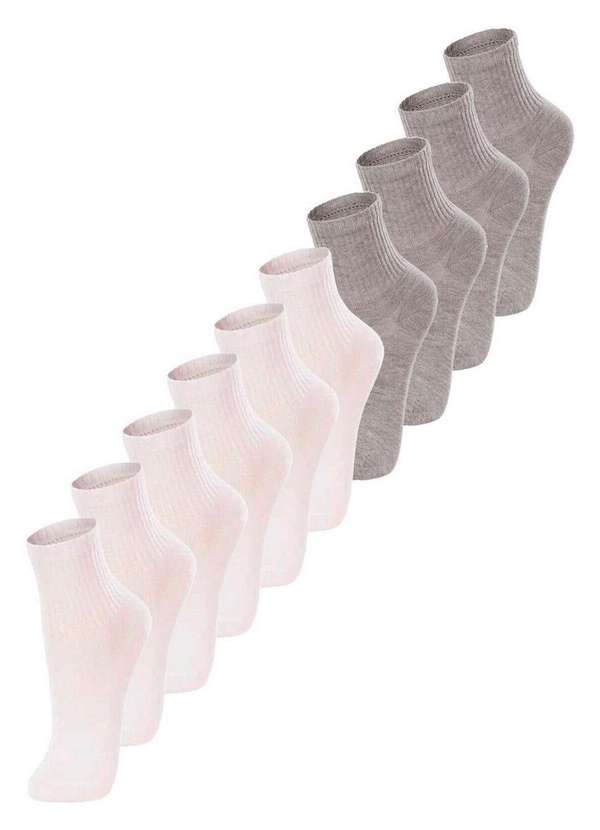 Lupo - Kit com 10 pares de Meias Infantil Cano Médio Lupo 2727-088 Branco-Mescla-Areia