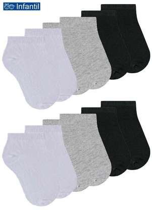 Kit 12 pares de Meias Infantis Cano Curto Selene 2070-273 - SELENE
