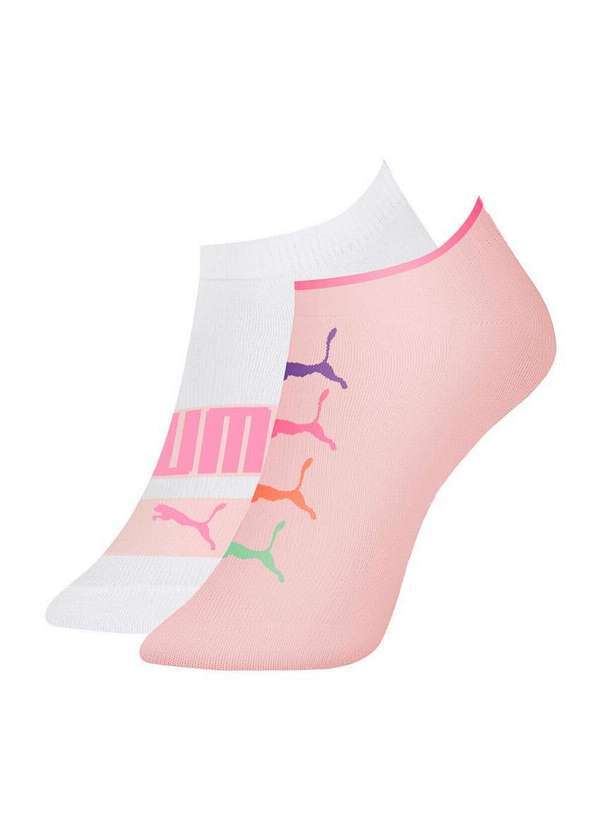 Puma - Kit 2 pares de Meias Infantil Invisível Puma 2760-001 992-Branco-Rosa
