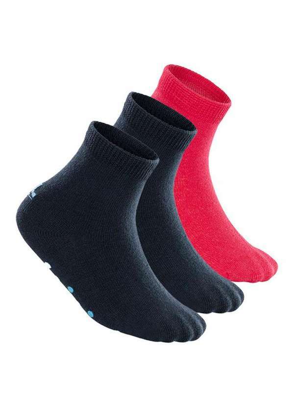 Lupo - Kit 3 pares de Meias Bebê Antiderrapante Lupo 2041-032 Marinho-Rosa