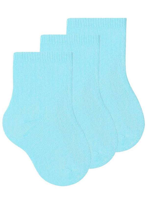 Selene - Kit 3 pares de Meias Bebê Cano Curto Selene 1320-001 Azul