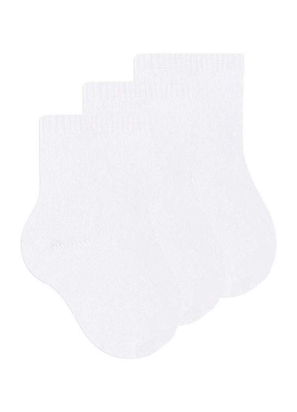 Selene - Kit 3 pares de Meias Bebê Cano Curto Selene 1320-001 Branco