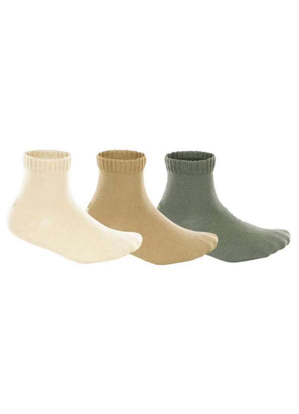 Lupo - Kit 3 pares de Meias Bebê Cano Médio Lupo 2005-089 0915-Areia-Caramelo-Verde