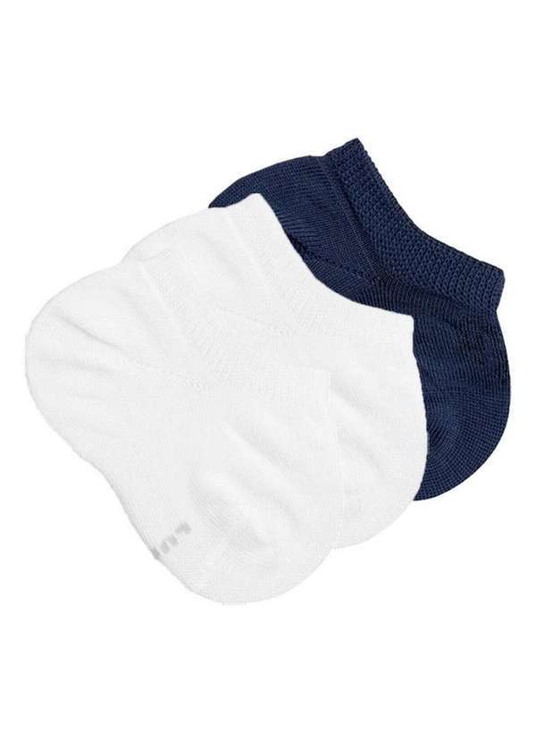 Lupo - Kit 3 pares de Meias Bebê Invisível Lupo 2127-004 Branco-Azul