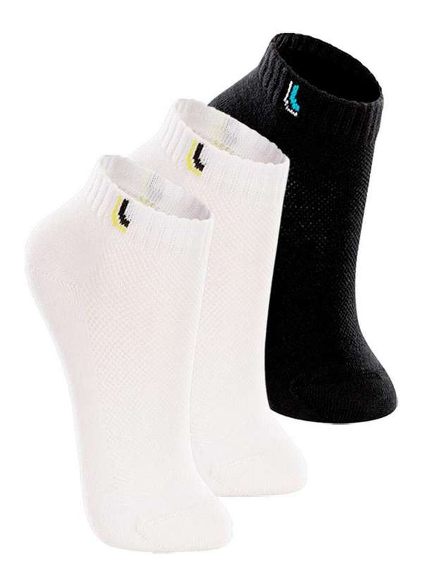 Lupo - Kit 3 pares de Meias Infantil Cano Curto Lupo 2725-005 Branco-Preto