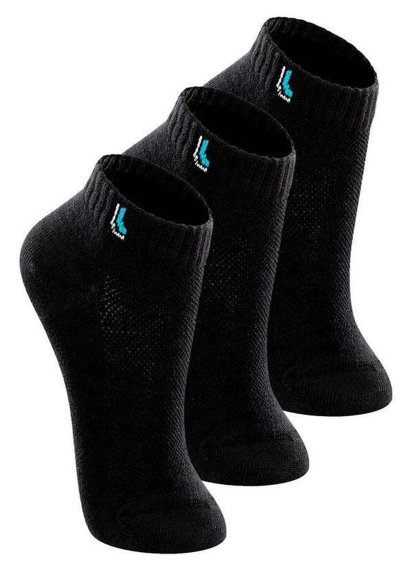 Lupo - Kit 3 pares de Meias Infantil Cano Curto Lupo 2725-005 Preto