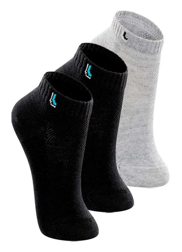 Lupo - Kit 3 pares de Meias Infantil Cano Curto Lupo 2725-005 Preto-Cinza